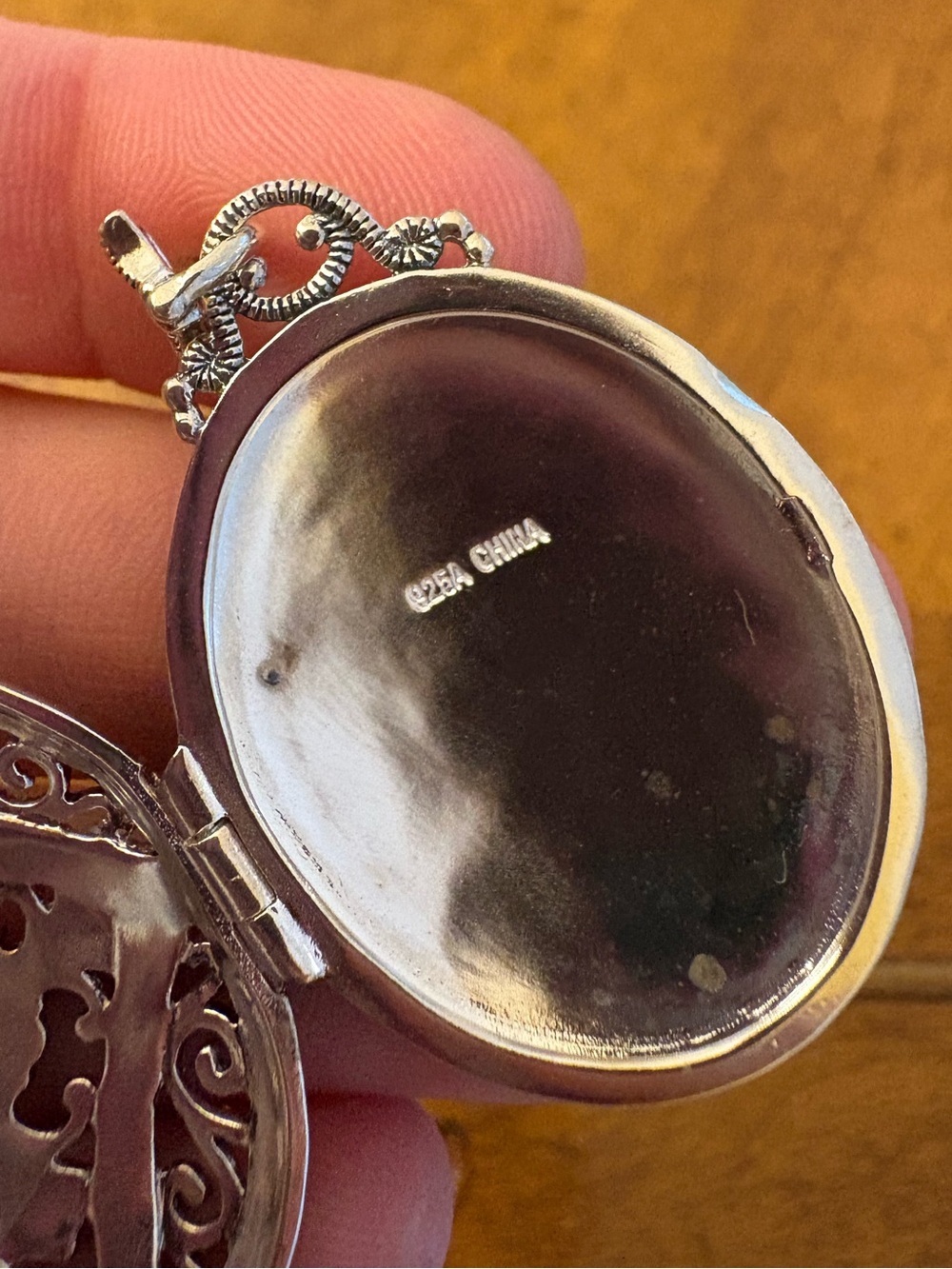 Vintage 925 Sterling Silver Marcasite Pearl Locket Pendant Gothic 1.75” - Picture 5 of 15